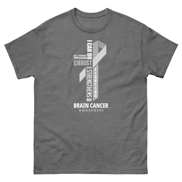 Brain Cancer Through Christ Tee - JohnVsGBMGraphite HeatherS