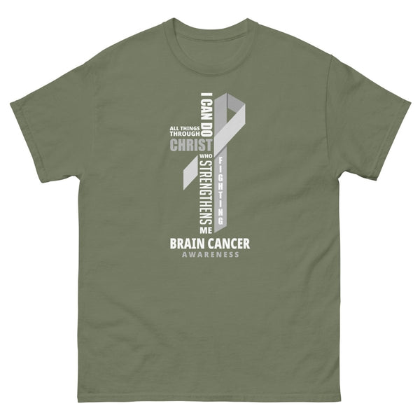 Brain Cancer Through Christ Tee - JohnVsGBMMilitary GreenS