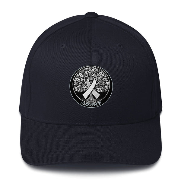 Brain Cancer Tree Fitted Cap - JohnVsGBMDark NavyS/M