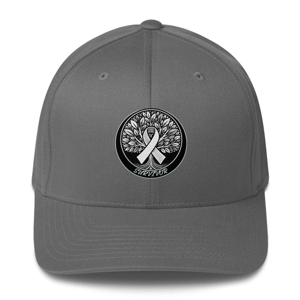 Brain Cancer Tree Fitted Cap - JohnVsGBMGreyS/M