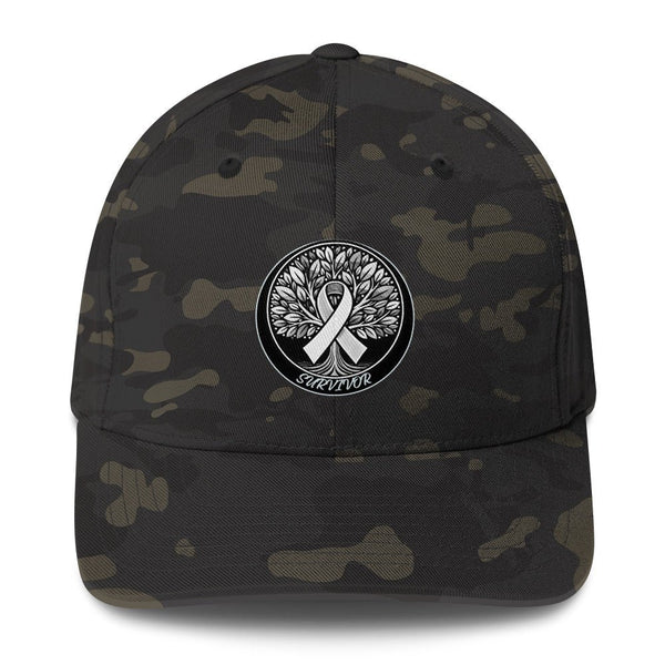 Brain Cancer Tree Fitted Cap - JohnVsGBMMulticam BlackS/M