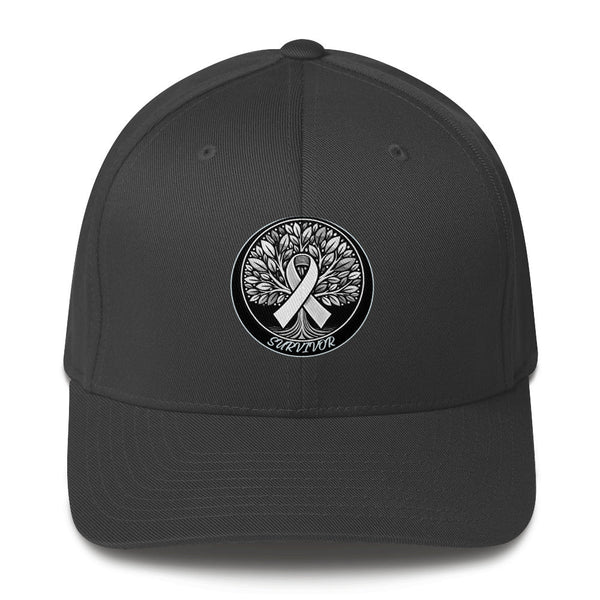 Brain Cancer Tree Fitted Cap - JohnVsGBMDark GreyS/M