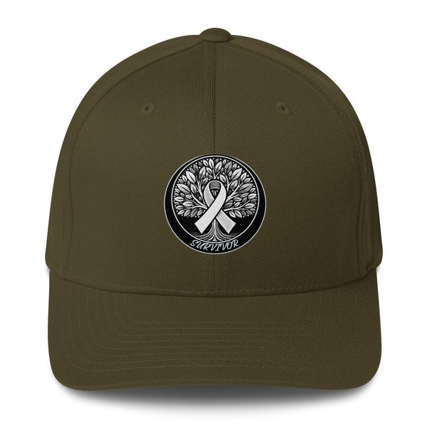 Brain Cancer Tree Fitted Cap - JohnVsGBMOliveS/M