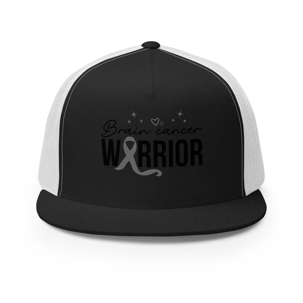 Brain Cancer Warrior Ribbon Trucker Cap - JohnVsGBMBlack/ White