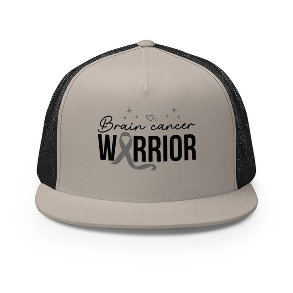 Brain Cancer Warrior Ribbon Trucker Cap - JohnVsGBMSilver/ Black