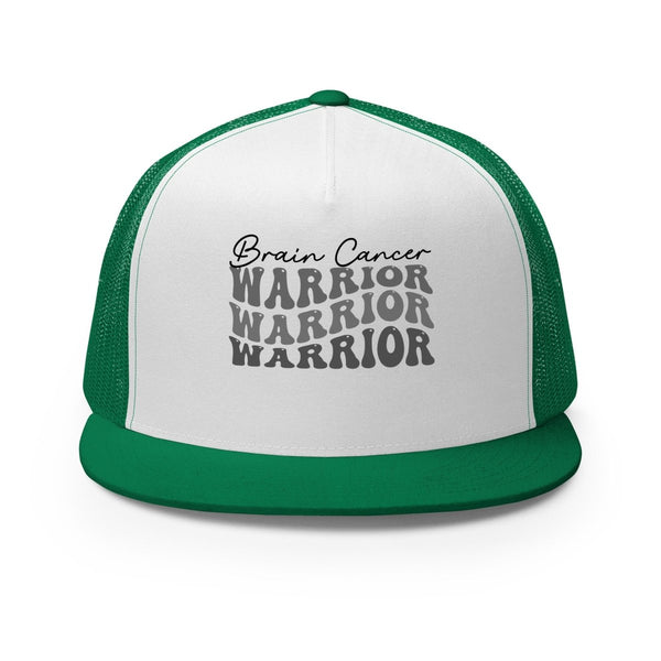 Brain Cancer Warrior Trucker Cap - JohnVsGBMKelly/ White/ Kelly