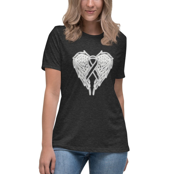 Brain Cancer Women's Angel Wings Tee - JohnVsGBMDark Grey HeatherS