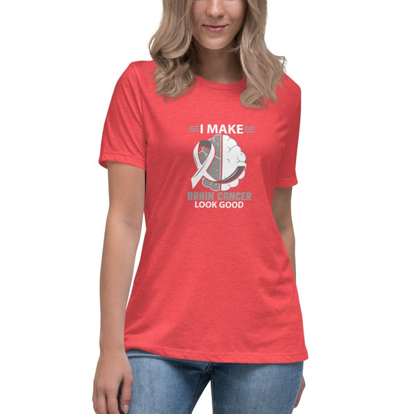 Brain Cancer Women's Brain Ribbon Tee - JohnVsGBMHeather RedS