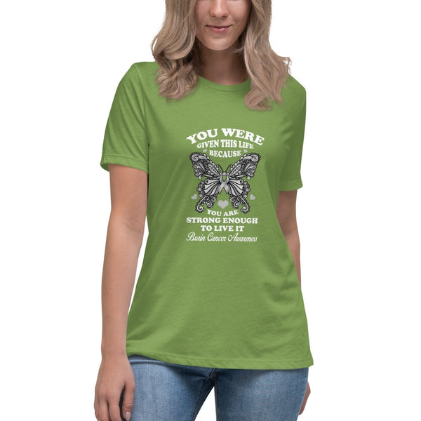 Brain Cancer Women's Butterfly Ribbon Tee - JohnVsGBMLeafS