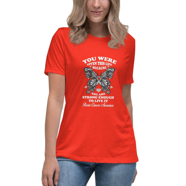 Brain Cancer Women's Butterfly Ribbon Tee - JohnVsGBMPoppyS