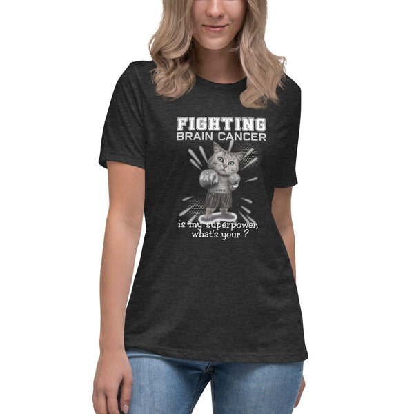 Brain Cancer Women's Cat Tee - JohnVsGBMDark Grey HeatherS