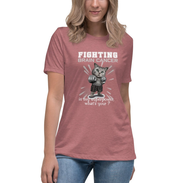 Brain Cancer Women's Cat Tee - JohnVsGBMHeather MauveS