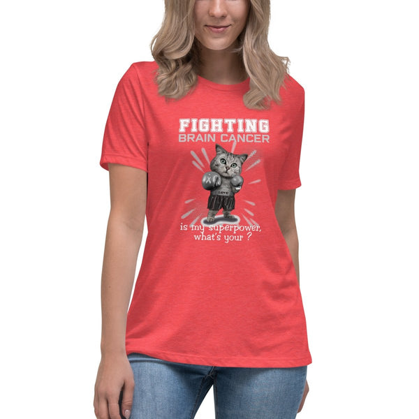 Brain Cancer Women's Cat Tee - JohnVsGBMHeather RedS