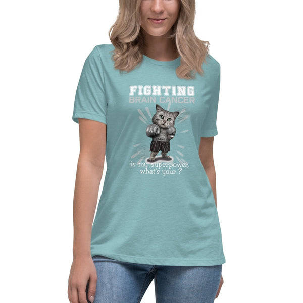 Brain Cancer Women's Cat Tee - JohnVsGBMHeather Blue LagoonS