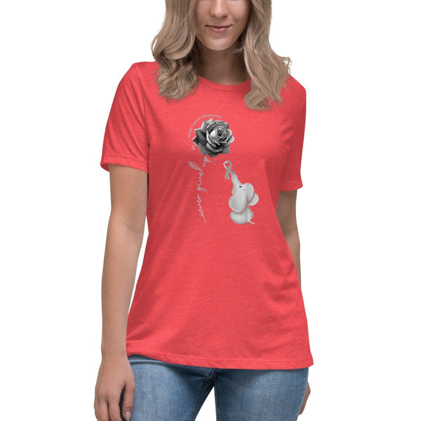 Brain Cancer Women's Elephant Flwr Tee - JohnVsGBMHeather RedS