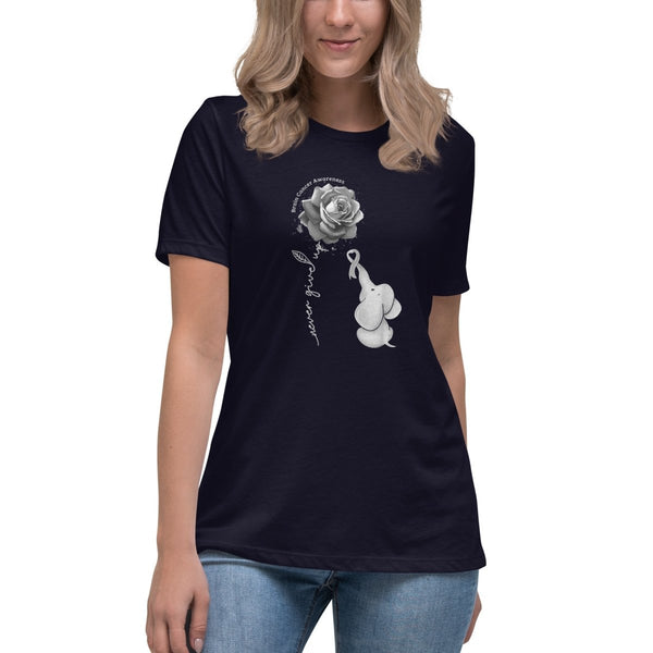 Brain Cancer Women's Elephant Flwr Tee - JohnVsGBMNavyS