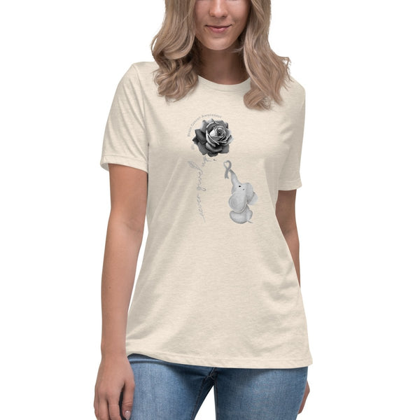 Brain Cancer Women's Elephant Flwr Tee - JohnVsGBMHeather Prism NaturalS