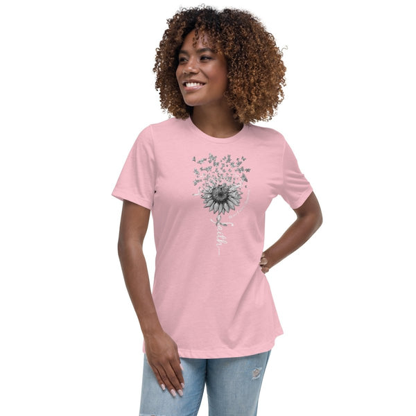 Brain Cancer Women's Faith Butterflies Tee - JohnVsGBMPinkS