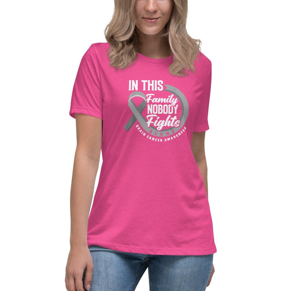 Brain Cancer Women's Family Ribbon Tee - JohnVsGBMBerryS