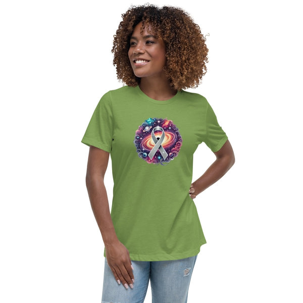 Brain Cancer Women's Galaxy Tee - JohnVsGBMLeafS