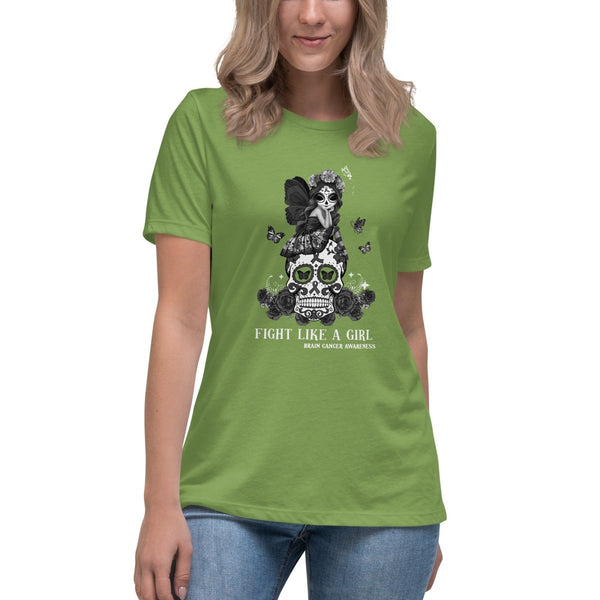Brain Cancer Women's Girl Power Tee - JohnVsGBMLeafS