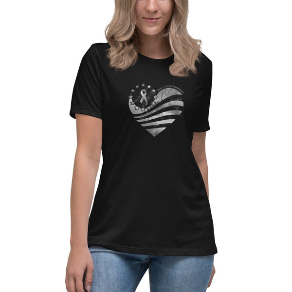 Brain Cancer Women's Heart Flag Tee - JohnVsGBMBlackS