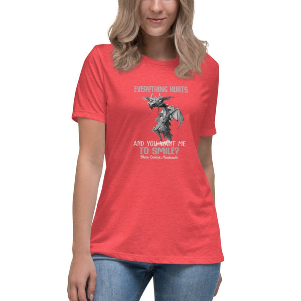 Brain Cancer Women's Hurts Tee - JohnVsGBMHeather RedS