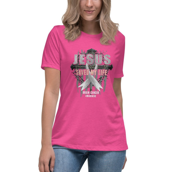 Brain Cancer Women's Jesus Saved Tee - JohnVsGBMBerryS