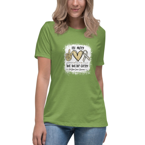 Brain Cancer Women's Peace Tee - JohnVsGBMLeafS