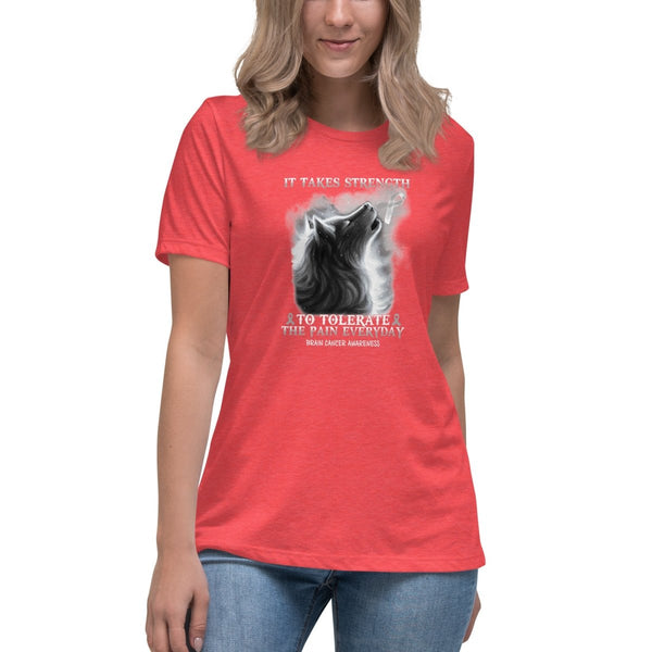 Brain Cancer Women's Wolf Tee - JohnVsGBMHeather RedS