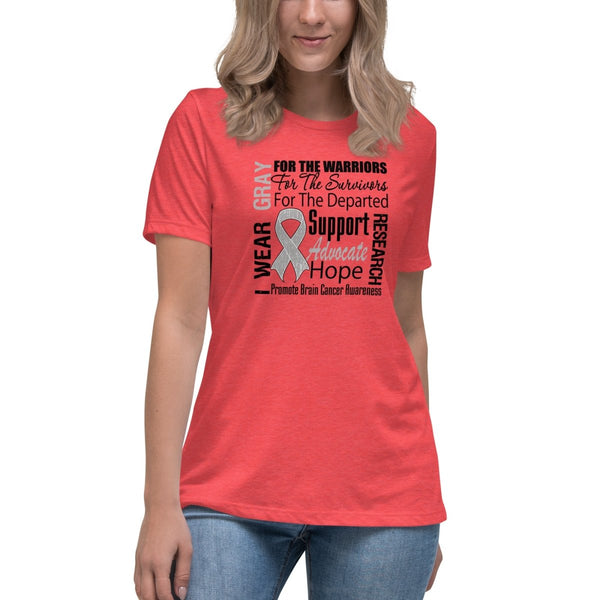 Brain Cancer Women's Words Support Tee - JohnVsGBMHeather RedS