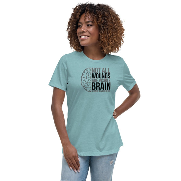 Brain Cancer Women's Wounds Tee - JohnVsGBMHeather Blue LagoonS