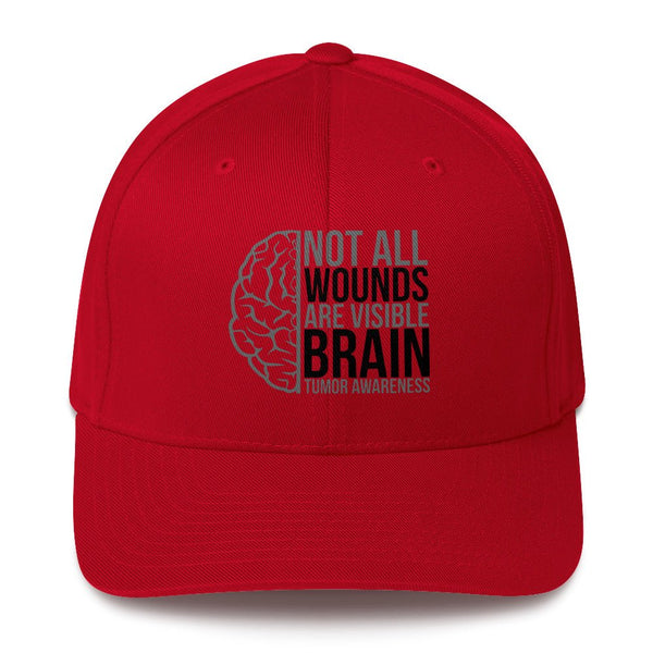 Brain Cancer Wounds Fitted Cap - JohnVsGBMRedS/M