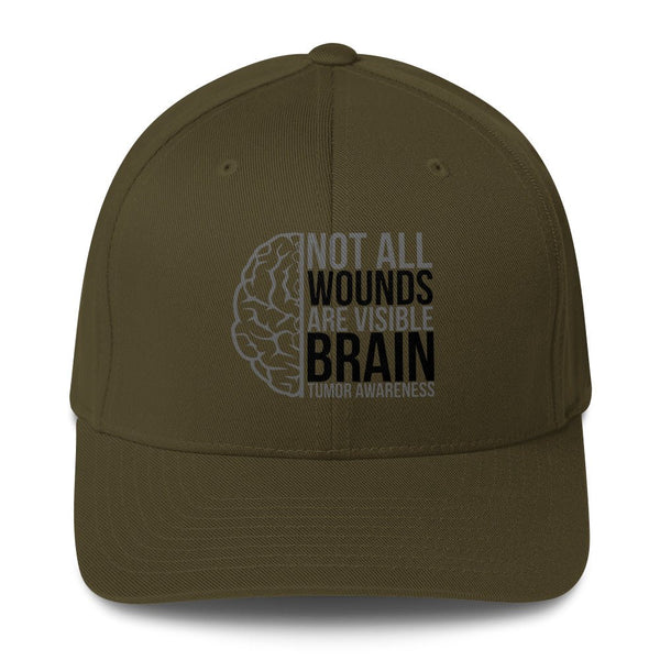 Brain Cancer Wounds Fitted Cap - JohnVsGBMOliveS/M