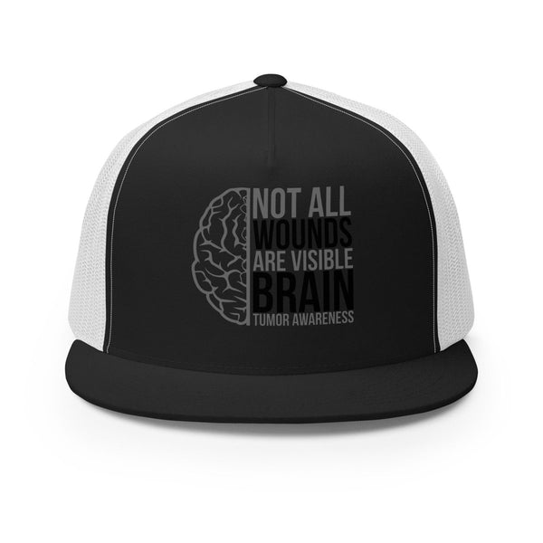 Brain Cancer Wounds Trucker Cap - JohnVsGBMBlack/ White