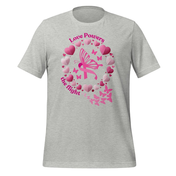 Breast Cancer Butterfly Love Tee - JohnVsGBMAthletic HeatherS