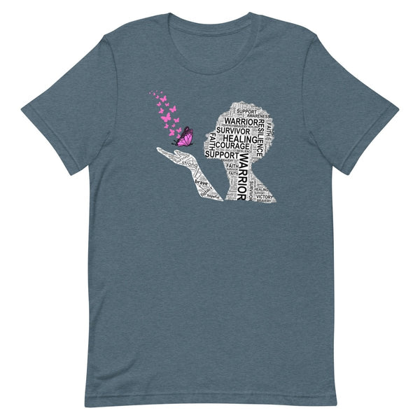 Breast Cancer Butterfly Tee - JohnVsGBMHeather SlateXS