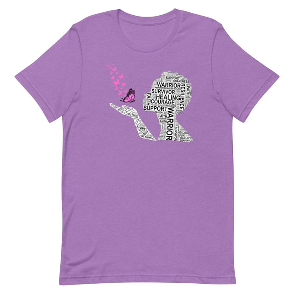 Breast Cancer Butterfly Tee - JohnVsGBMHeather Team PurpleXS