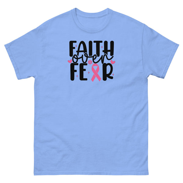 Breast Cancer Faith Fear Tee - JohnVsGBMCarolina BlueS