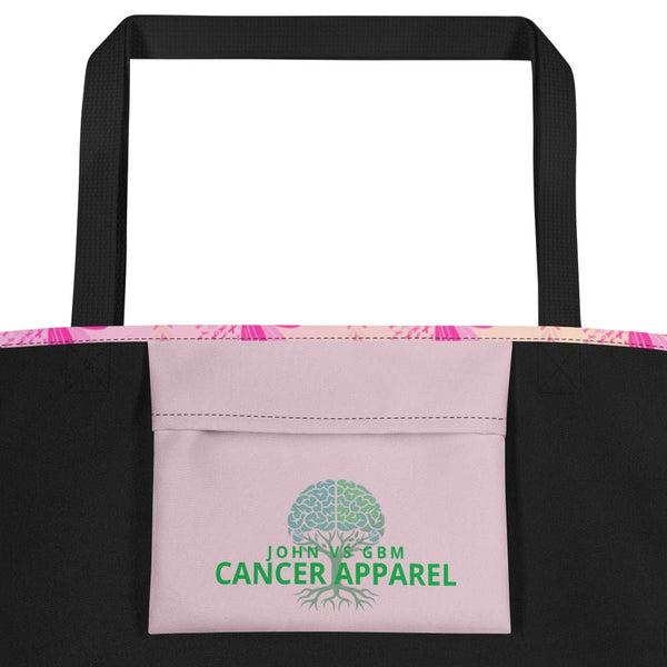Breast Cancer Pink Large Tote Bag - JohnVsGBMBlack