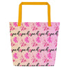 Breast Cancer Pink Large Tote Bag - JohnVsGBMYellow