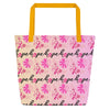 Breast Cancer Pink Large Tote Bag - JohnVsGBMYellow