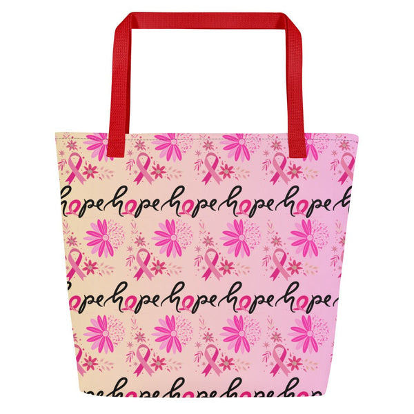 Breast Cancer Pink Large Tote Bag - JohnVsGBMRed