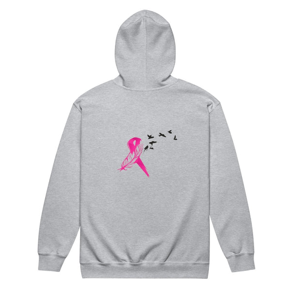Breast Cancer Zip Up Survivor Hoodie - JohnVsGBMSport GreyS