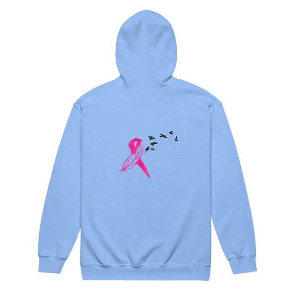 Breast Cancer Zip Up Survivor Hoodie - JohnVsGBMCarolina BlueS