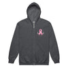 Breast Cancer Zip Up Survivor Hoodie - JohnVsGBMDark HeatherS