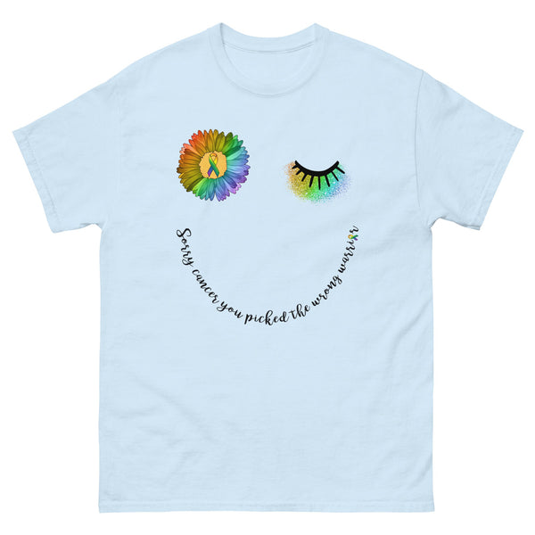 Cancer Warrior Face Tee - JohnVsGBMLight BlueS