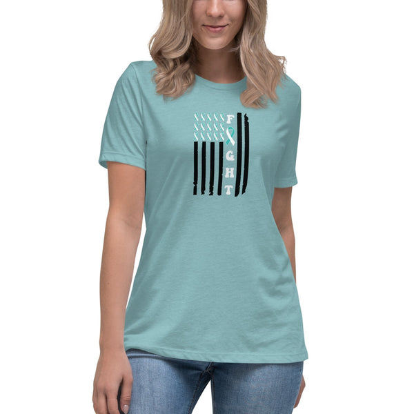 Cervical Cancer Women's Flag Tee - JohnVsGBMHeather Blue LagoonS
