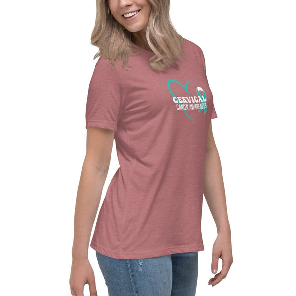 Cervical Cancer Women's Heart Tee - JohnVsGBMHeather MauveS