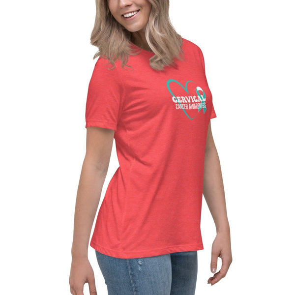 Cervical Cancer Women's Heart Tee - JohnVsGBMHeather RedS